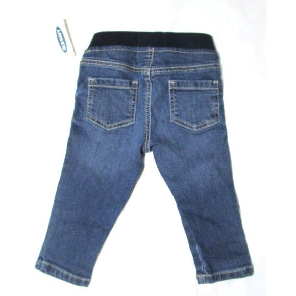 Old Navy Boy's Denim Blue Jeans Elastic Waist Drawstring Pockets Size 12-18M - Picture 3 of 5